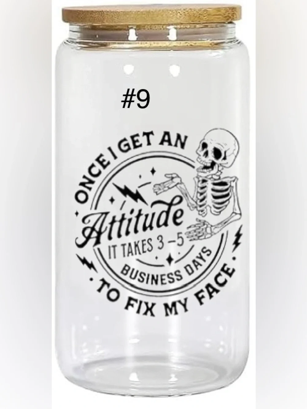 Buy now* 16 ounce glass tumbler sassy skeleton - Picture 10 of 15